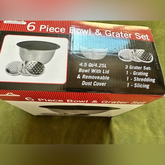 NEW EuroHome Stainless Steel 6-Piece Bowl and Grater Set - Picture 4 of 9